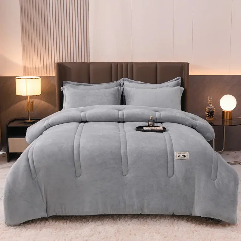 Thicken Lamb Double-faced Velvet Quilt Wool Super Warm Winter Comforter Students Dormitory Luxury Blanket Soft Quilt Duvets