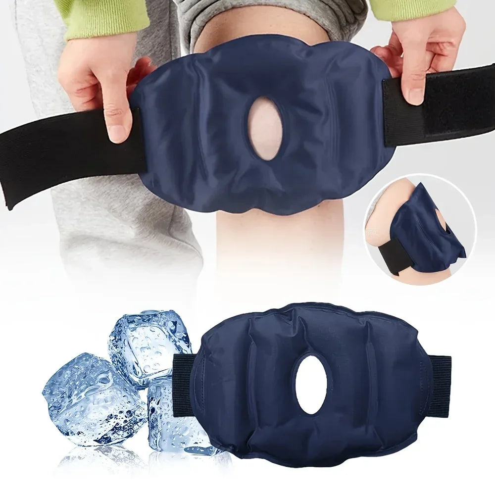 1/2pcs Gel Knee Ice Pack, Dual Temperature Hot and Cold Therapy, Reusable Nylon Compress for Joint Relief, Flexible Strap Design