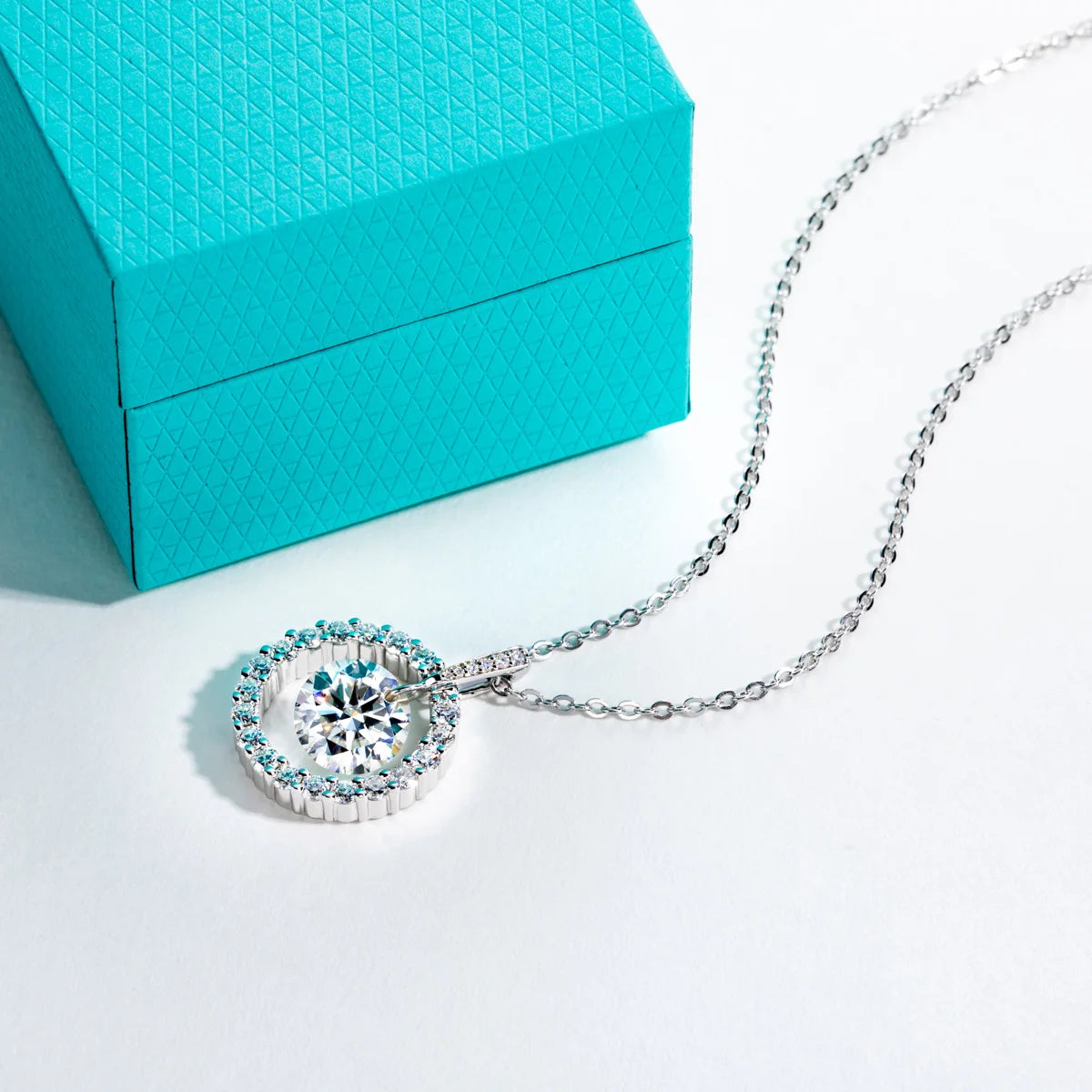 AnuJewel 3ct D Color Moissanite Diamond Halo Pendant Necklace 925 Sterling Silver Valentine's Day Gifts Jewelry Wholesale