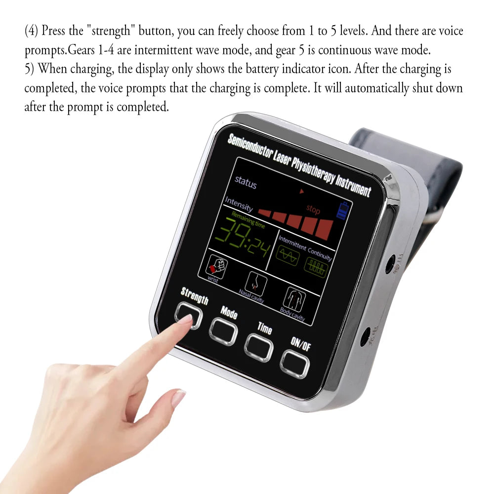 12-Hole Hypertension Laser Therapy Watch Semiconductor Blood Irradiation Treatment Instrument 650nm Acupuncture Points Watch