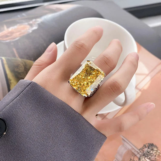 Jewelry S925 Full Body Silver High Carbon Diamond 80 Carat Luxury Inlaid Large Ring Main Stone 18 * 23 Women's Jewelry