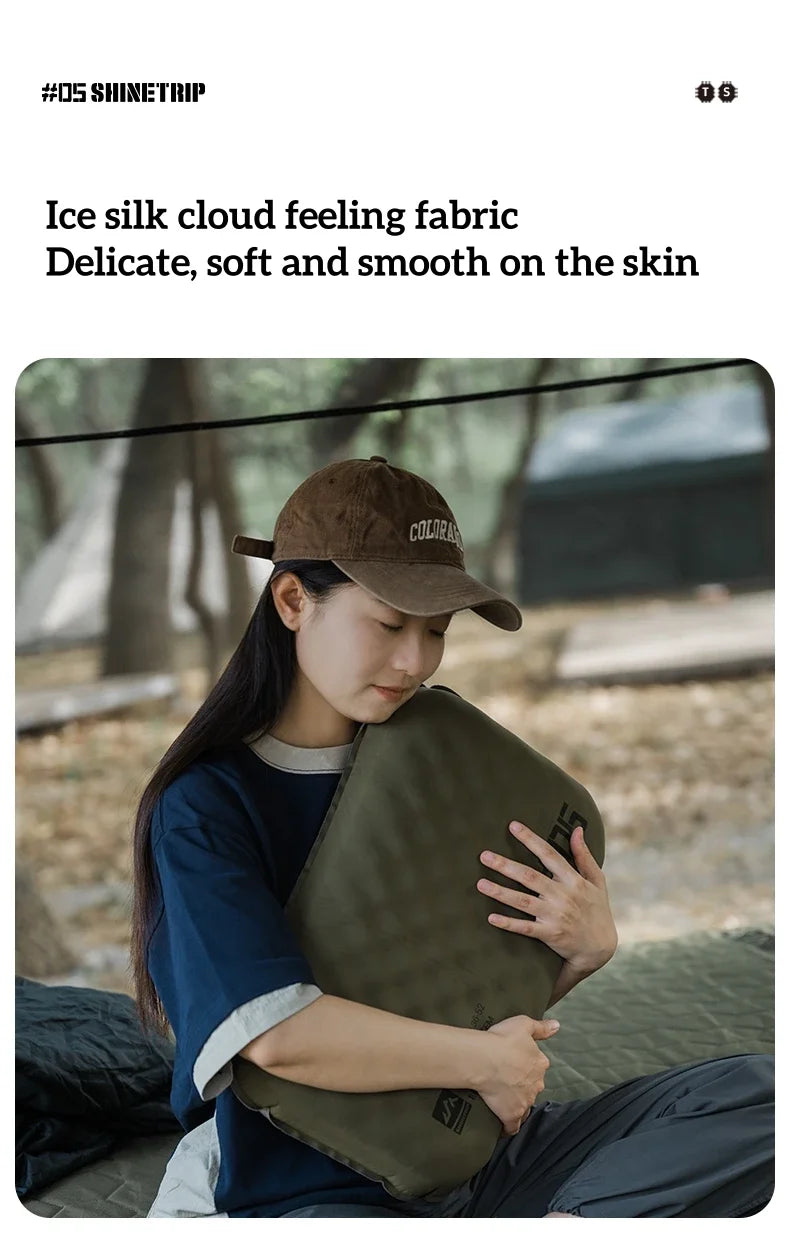 ShineTrip Outdoor Camping Inflatable Pillow Foldable Portable Ultra-light Air Pillow, Comfortable Sleep Pillow with Neck Support