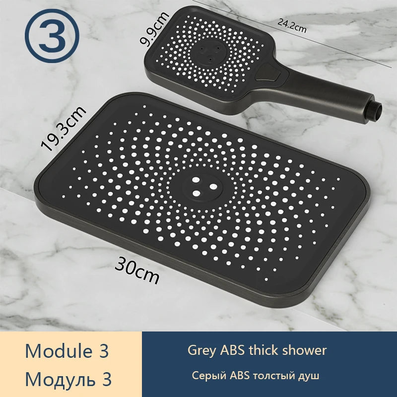 DIY Shower Set Bathroom Shower System Wall Mounted Bathtub Shower Faucet Gray Black Golden White Digital LED Temperature Shower