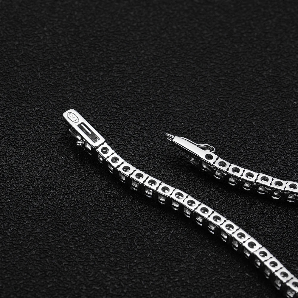 3mm Full Moissanite Tennis Necklace for Woman 925 Sterling Silver Plated 18k White Gold Tassel Necklace Party Wedding Jewelry