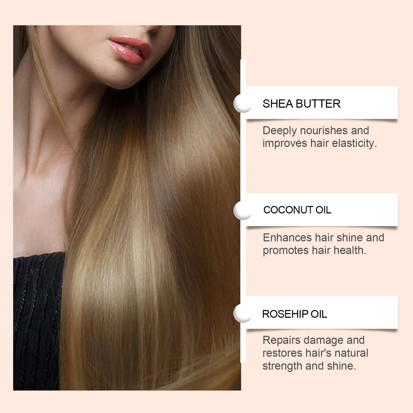 Hydrating Hair Serum for Frizzy Dry Damaged Split Ends Repair Vitamin E Smoothing Adds Shine Coconut Oil Keratin Hair Treatment