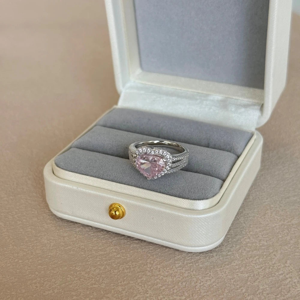 Wong Rain 925 Sterling Silver Heart Cut 8*10MM Lab Sapphire High Carbon Diamond Gems Pendant/Necklace/Earrings/Rings Jewelry Set