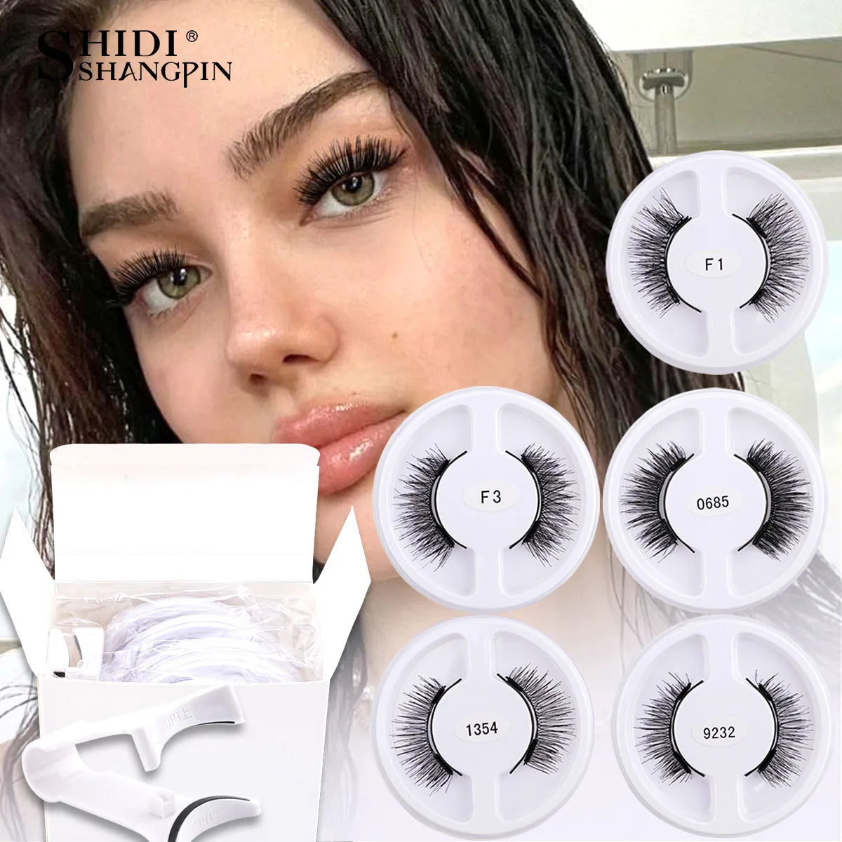 5 pairs 3D Magnetic Lashes Kit With Curler Natural Soft Magnetic False Eyelashes No Glue Needed Fluffy Reusable Make Up