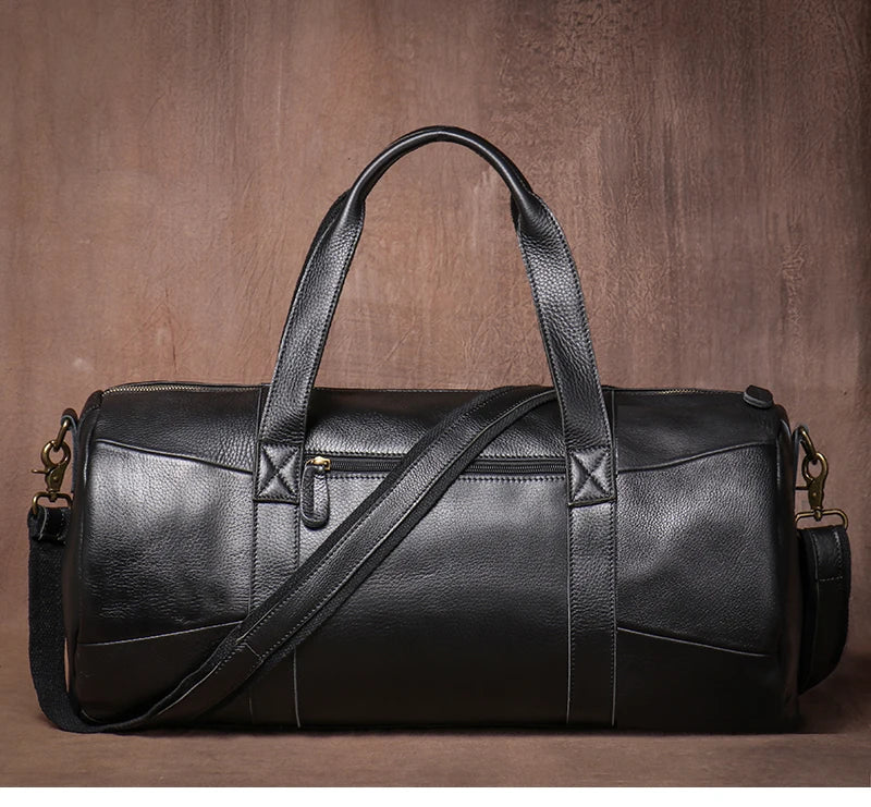 GURO Vintage Crazy Horse Cowhide Travel Bag Men's Real Leather Handbag Casual Weekend Camping Luggage Bag Daily Gym Shoulder Bag