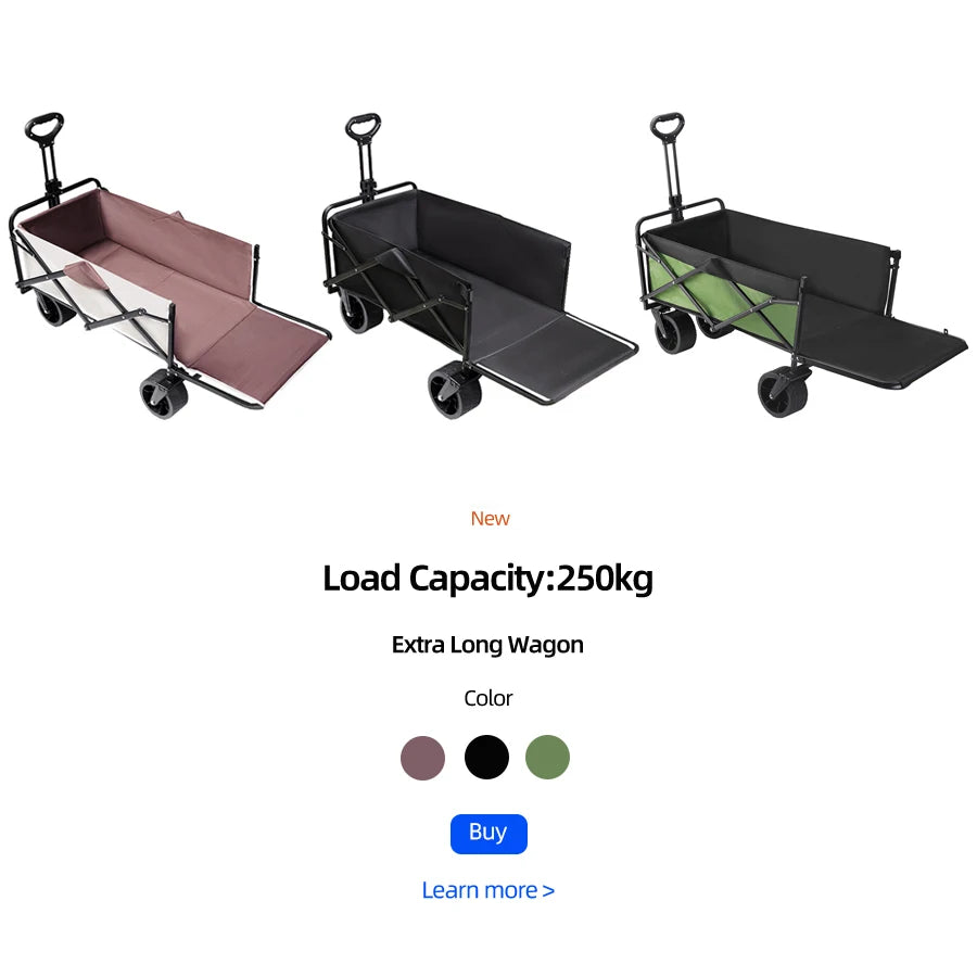 Big Tank Wheels Beach Wagon for Sand 500lbs Large Capacity Foldable Cart Garden Outdoor Picnic Collapse Shopping Trolleys Cart