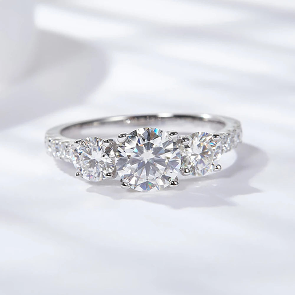 Serenity 1.8cttw Real D Color Moissanite Row Rings For Women S925 Silver Bands Plated 18k Sparkling Wedding Rings Fine Jewelry