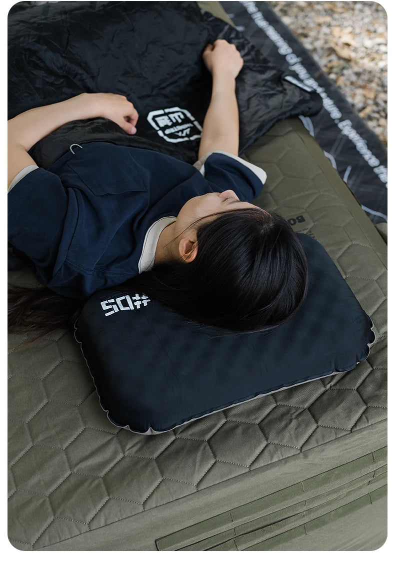 ShineTrip Outdoor Camping Inflatable Pillow Foldable Portable Ultra-light Air Pillow, Comfortable Sleep Pillow with Neck Support