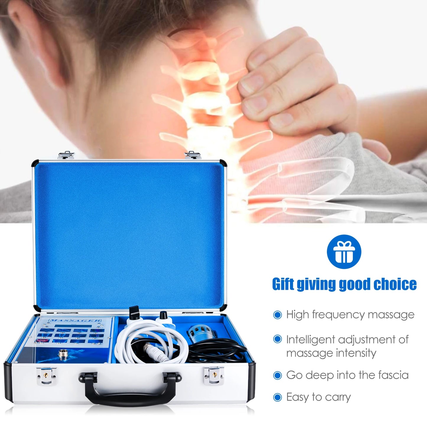 Shockwave Therapy Machine With 7 Heads ED Treatment Pain Relief Lattice Shock Wave Physiotherapy Tool 220V EU