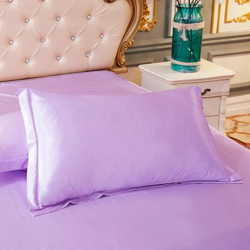 Luxury Silky Smooth Satin Pillowcase Solid Color Envelope Pillow Case Bedding Bedroom Sleep Pillowcover 48x74