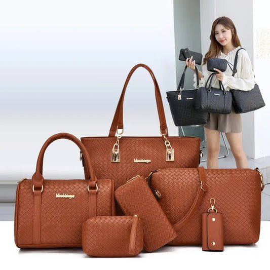Fashionable Urban Simple Large Capacity Mother-Daughter Shoulder Bag Women's Handbag Set Six Pieces Crossbody Handbag