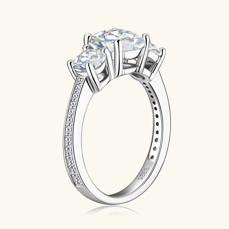 Anziw 3-stone Real 3.6CT Moissanite Wedding Rings for Women 100% S925 Silver Engagement Promise Band Fine Accessories Jewelry