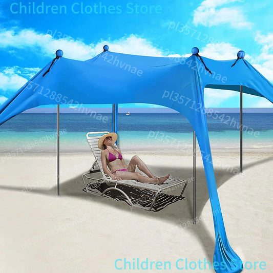 Outdoor Beach Tent Portable Camping Sun Shelter UPF50+ Family Seaside Travel Tent Outdoor Windproof One-piece Beach Canopy