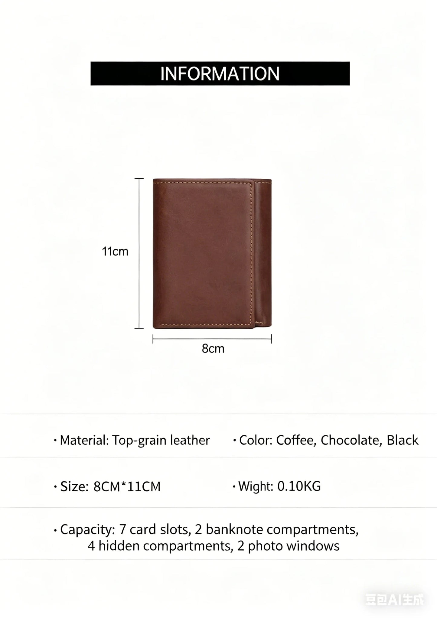 GENODERN Short Trifold Men Wallet with Multi Card Holder Fashion Wallet for Men RFID Blocking Wallet Anti Scanning Leather Purse