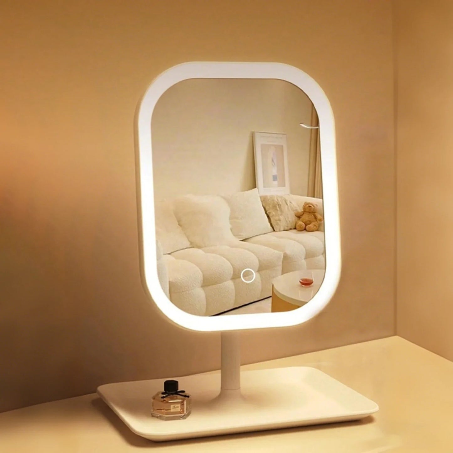 Vanity Makeup Mirror with Light, 3 Lights Color Portable Compact Travel Cosmetic Mirror Gifts Rechargeable Rotation Adjustment
