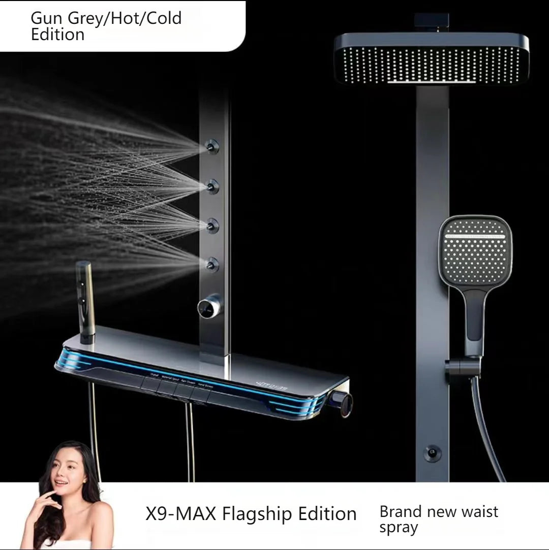Digital Display Piano Key Waist Spray Shower Set Grey Shower System Set Bathroom Bath Booster Sprayer