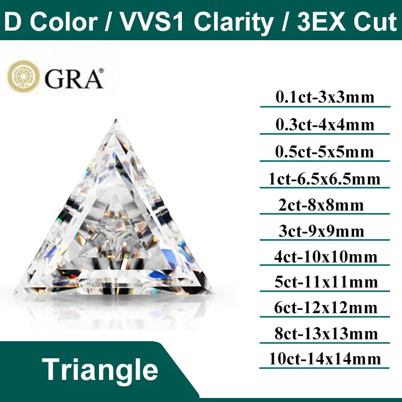 D Color Super White Moissanite Diamond Round / Oval / Pear / Radiant / Emerald / Heart / Princess / Cushion / Asscher / Triangle