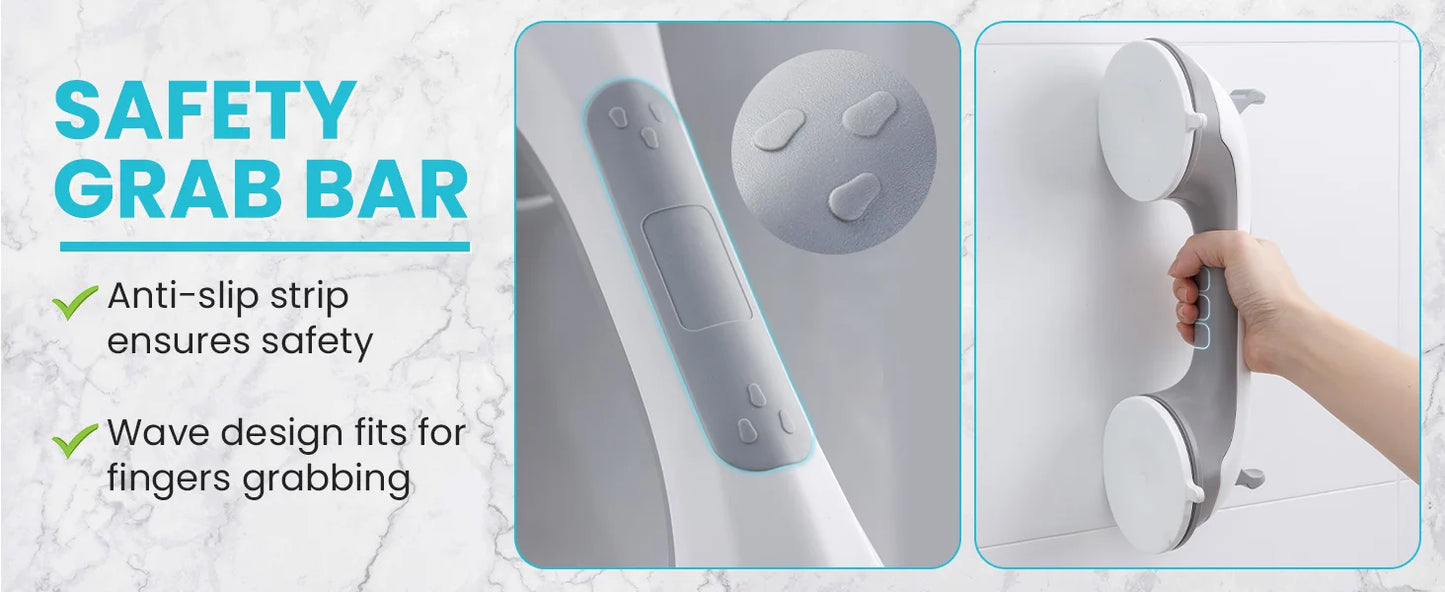 TAILI 1/2pcs Shower Grab Bars for Seniors Suction Cup 12 inch Grab Bars for Shower and Bathroom, Safety Handle for Children