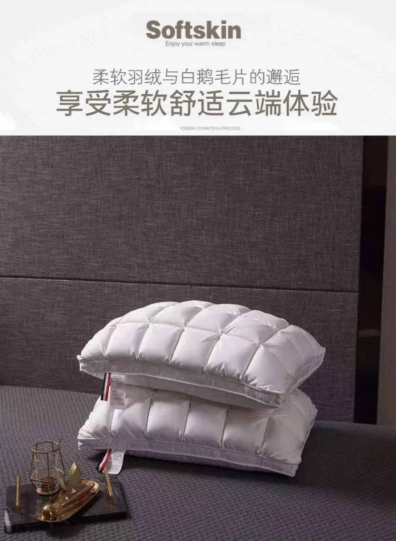 Goose Down Pillow 100% White Goose Feather Pillow Core Five-Star Hotel High-end 3D Bread  Goose Down Sleep Pillow
