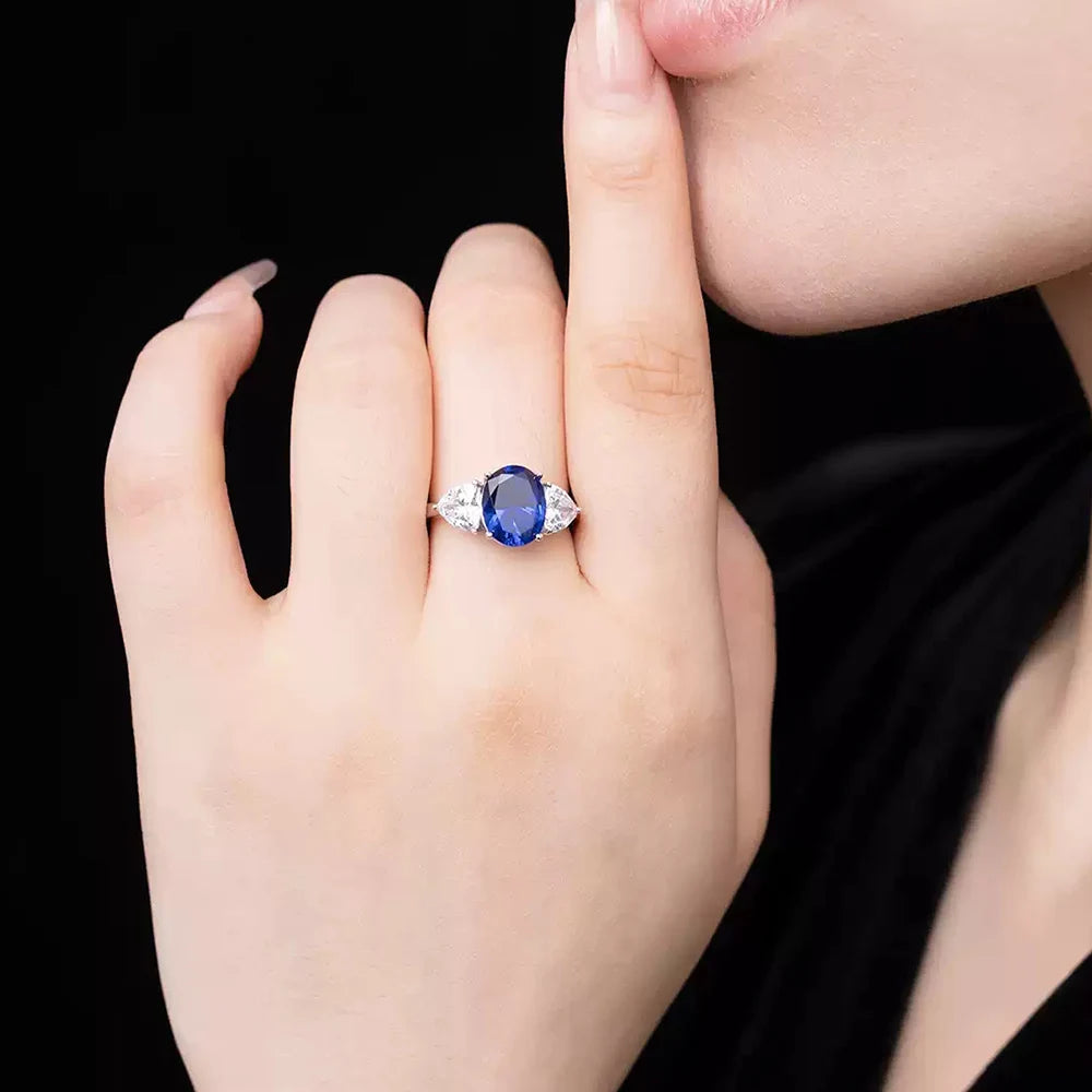 WUIHA Vintage 100% 925 Sterling Silver Lab Sapphire High Carbon Diamonds Gemstone Wedding Engagement Cocktail Ring Fine Jewelry