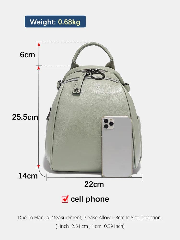 Zency Women's Soft Genuine Leather Travel Backpack Large Capacity Convertible Rucksack Knapsack Multi-compartment Shoulder Bag
