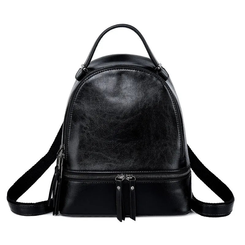 100% Genuine Leather Women Backpacks Retro Ladies Travel Bags Casual Girl's School Bags