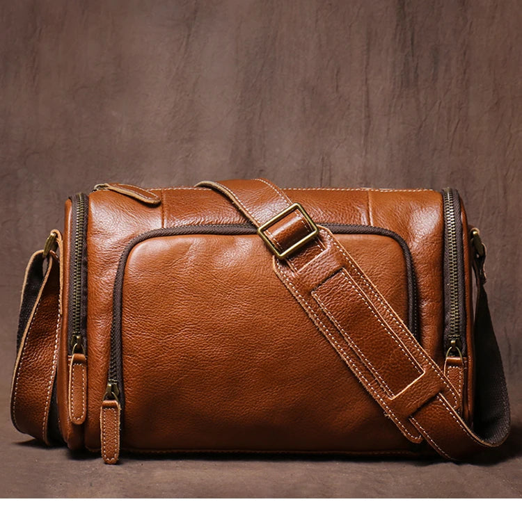 GURO Higher Quality Genuine Leather Shoulder Bag Men's Party Deluxe Crossbody Vintage Top Cowhide multicompartment Messenger Bag