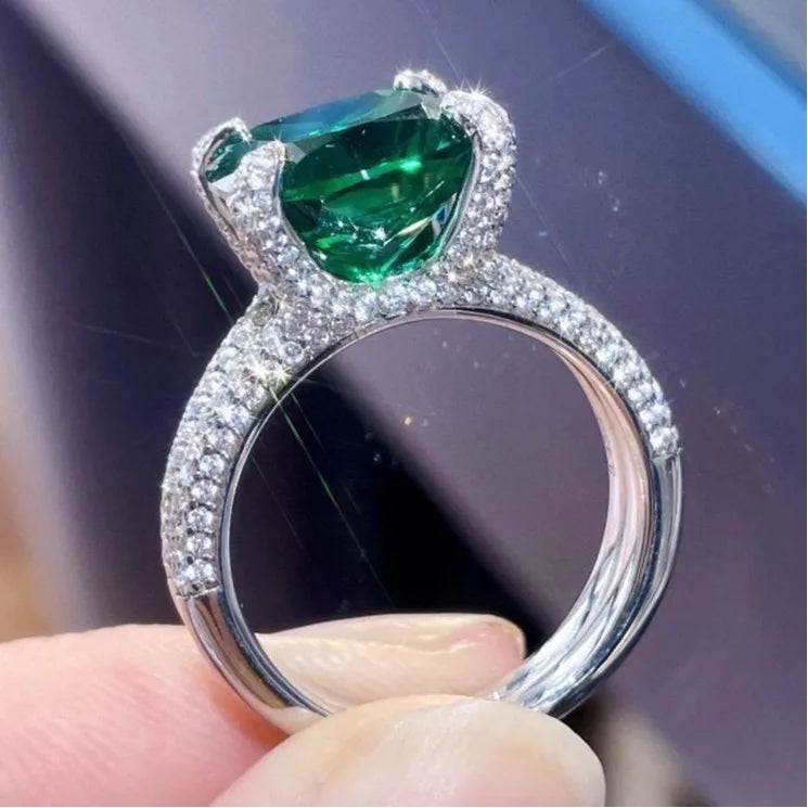 WUIHA 100% 925 Sterling Silver Lab Sapphire Emerald High Carbon Diamonds Gemstone Wedding Engagement Cocktail Ring Fine Jewelry