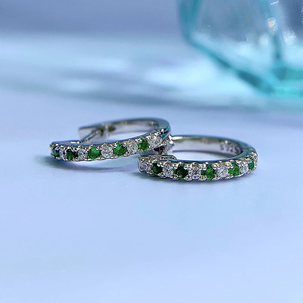 Wong Rain 925 Sterling Silver Sapphire Emerald Ruby High Carbon Diamond Gemstone Hoop Earrings Wedding Fine Jewelry Wholesale