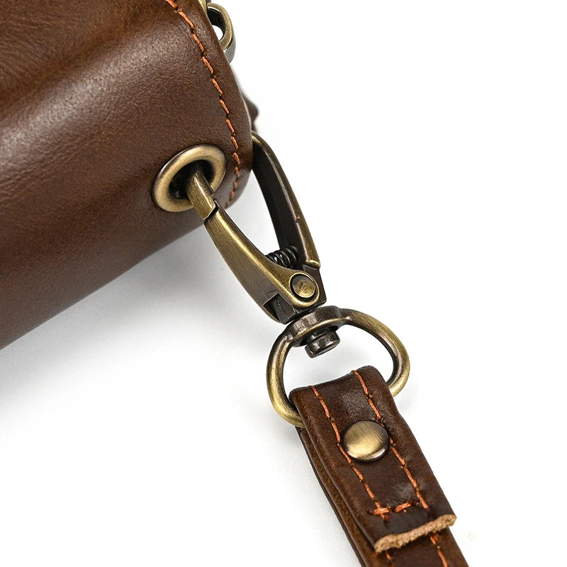 Men's crazy horse Leather long wallet Zip around genuine leather wallet Phone case purse with coin pocket 4 interlayer pocket