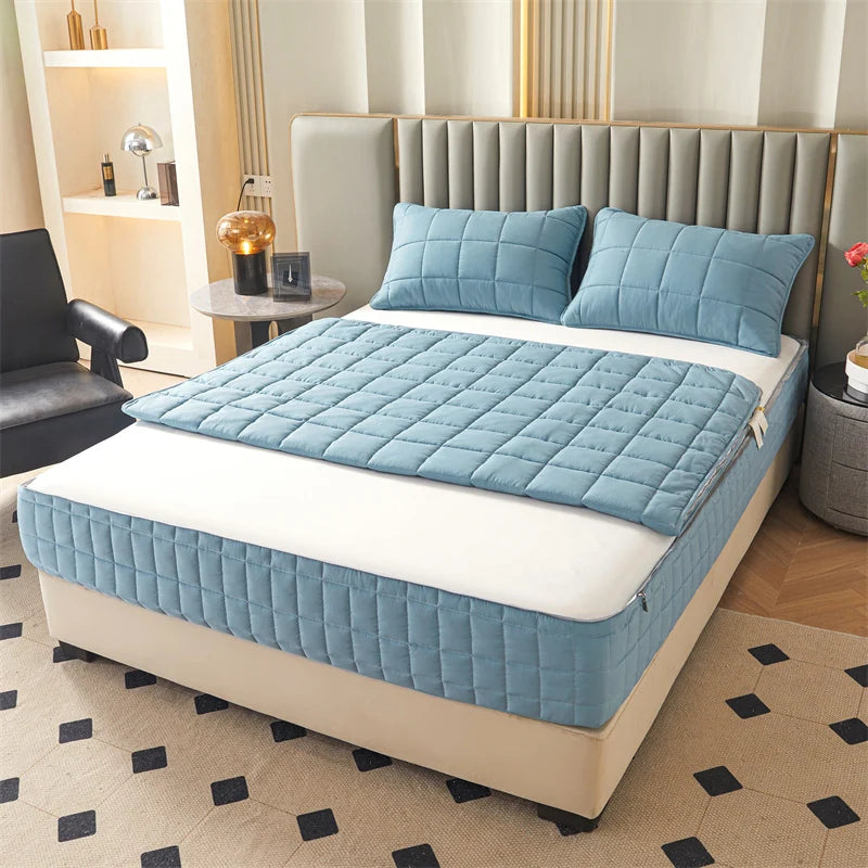 Six Sides All Inclusive Mattress Cover with Zipper Thicken Fitted Sheet Quilted Mattress Protector Pad Couple Customized Size