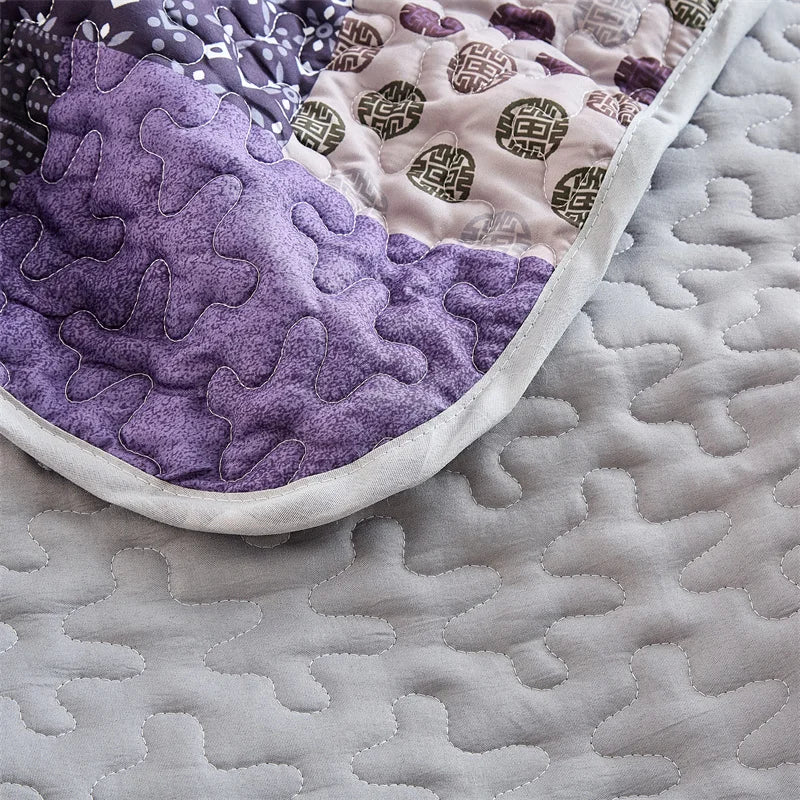 New Quilted Bedspread Set,Soft Microfiber,Thick Bed Cover+Pillowcase,European Flower Patchwork Mattress Topper Bed Sheets King