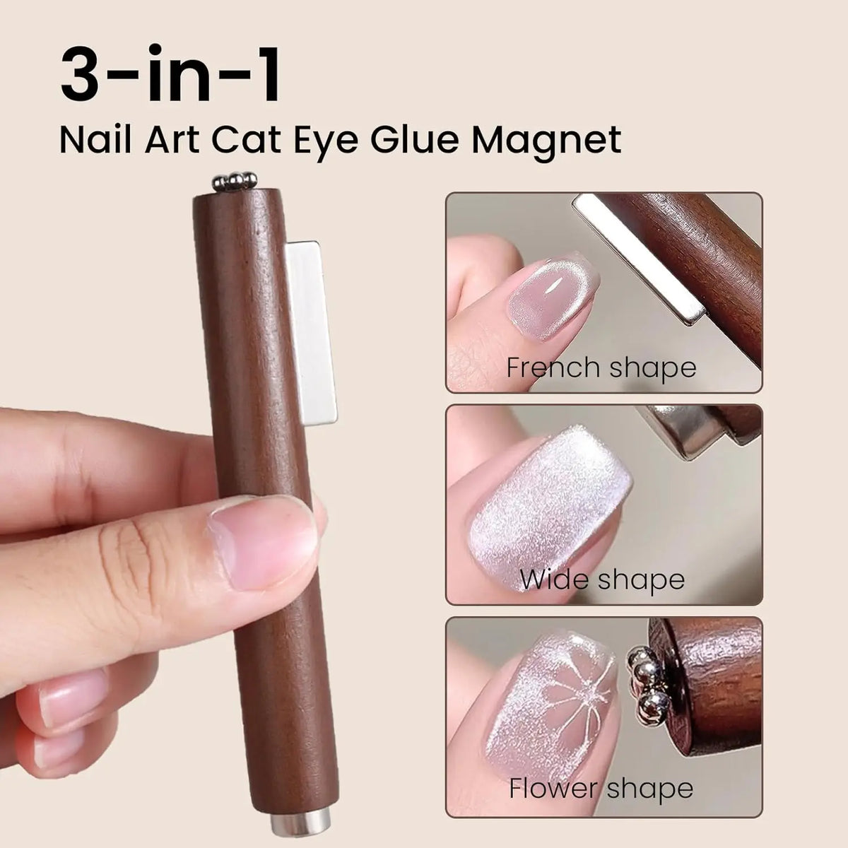 LULAA 3 In 1 Cat Eye Nail Magnet Multifunctional Nail Magnet Portable Cat Eye Magnet Suitable for Home and Salon Nail Art Tools