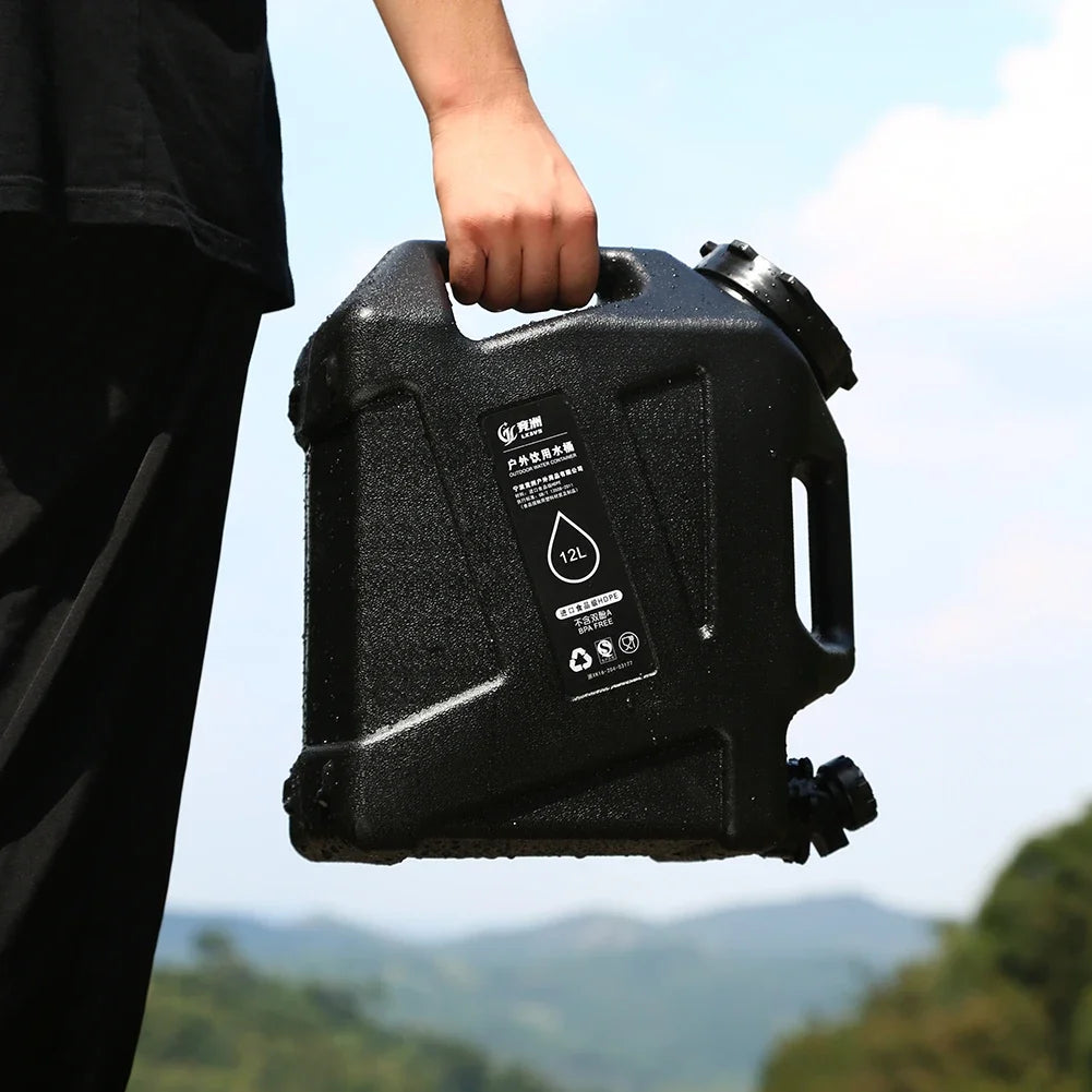 12L Camping Water Container Outdoor Water Bucket Large Capacity Portable Water Bag Detachable Faucet Picnic Drive Water Tank