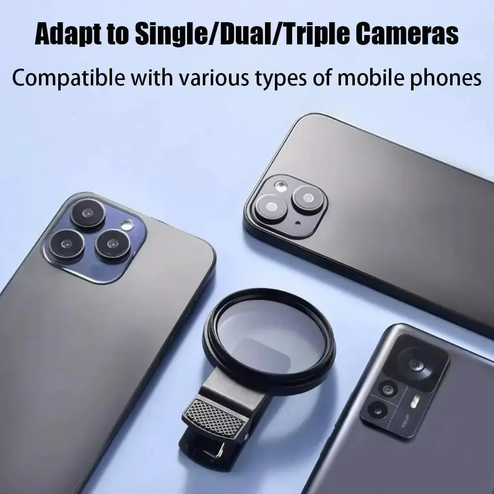 MINI 52mm Clip-on Phone Filter Holder Mount Camera Wide Filter Lens Polarizer Universal Portable CPL Filter Lens Kit for iPhone