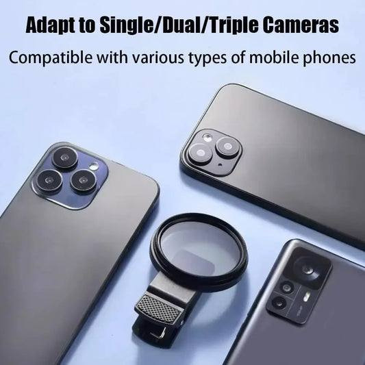 MINI 52mm Clip-on Phone Filter Holder Mount Camera Wide Filter Lens Polarizer Universal Portable CPL Filter Lens Kit for iPhone
