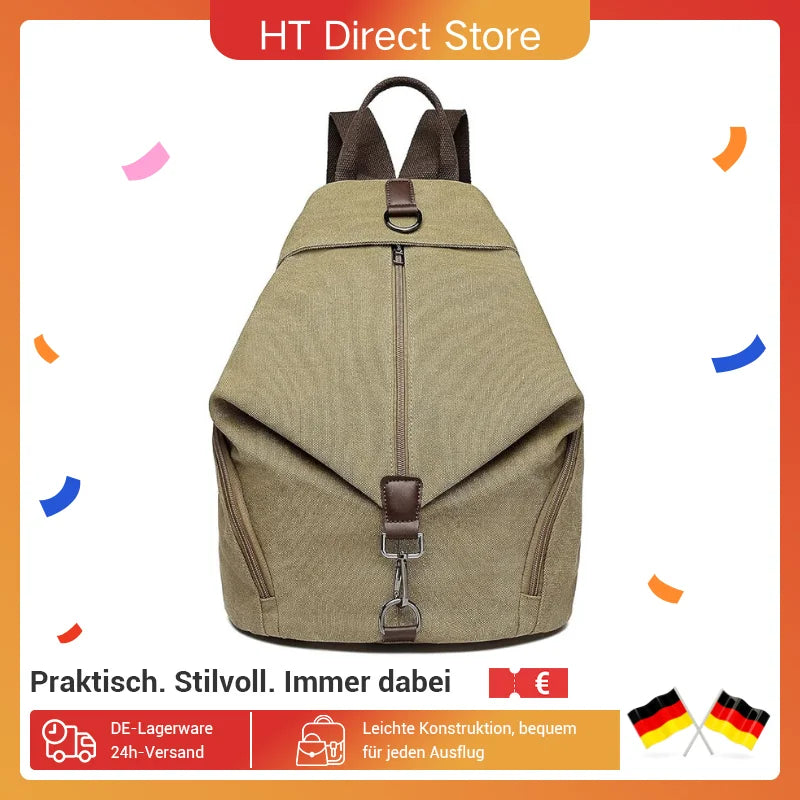 KONO Canvas Backpack WOMEN'S Vintage Daypack shoulder bag Large Shoulder Backpack travel bag for Travel Outdoor & School