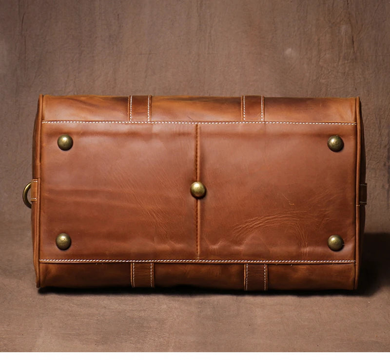 GURO Retro Higher Quality Cowhide Travel Bags  Men's Genuine Leather Handbag Women Luxury Weekend Fitness Bag Short Trip Luggage