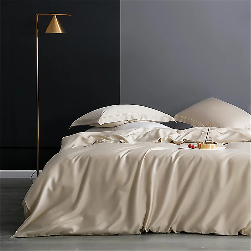 Sondeson Luxury White 100% Silk Bedding Set Healthy Skin Beauty Queen King Duvet Cover Set Flat Sheet Pillowcase Bed Linen Sets