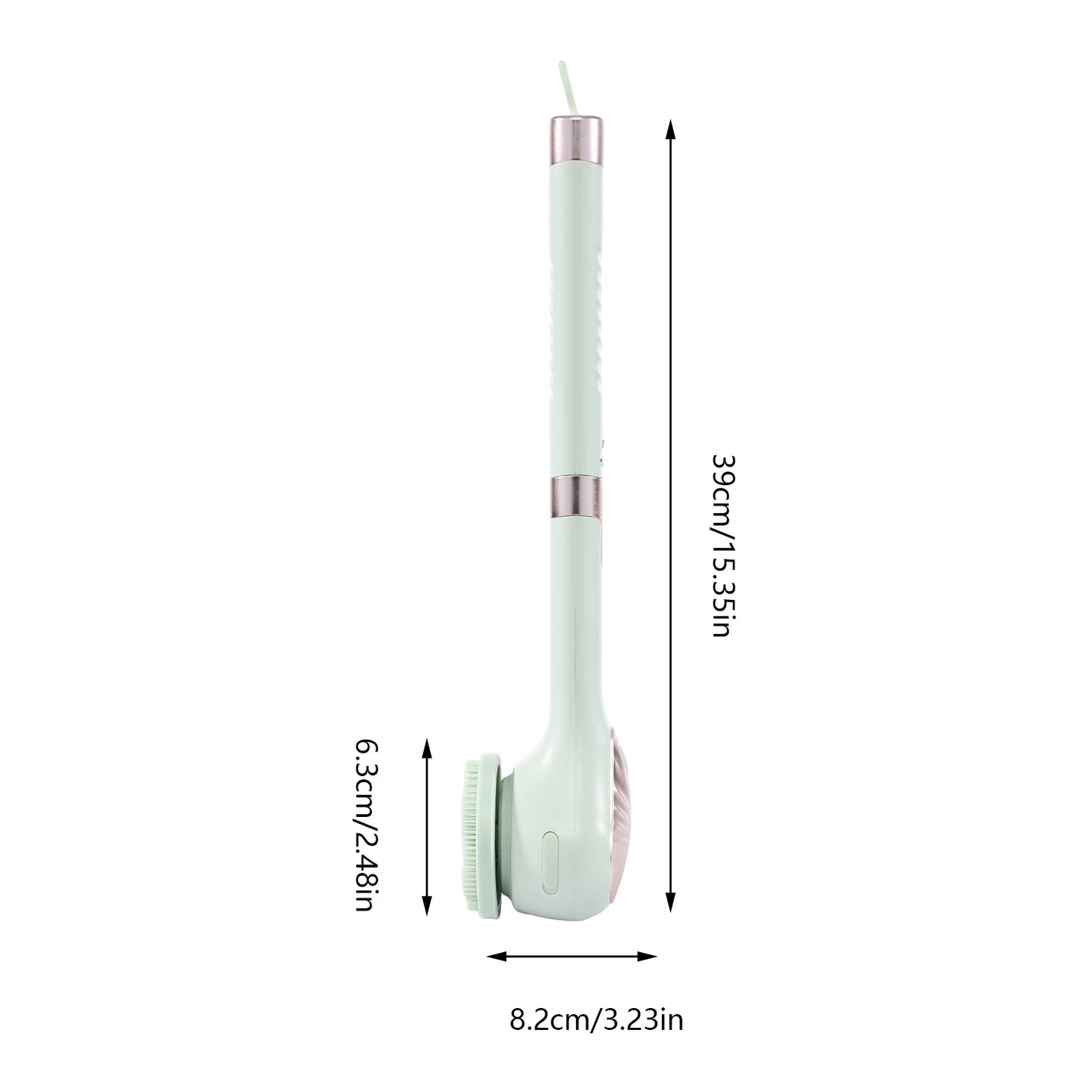6-in-1 Cream Aid for Back Electric Body Brush USB Rechargeable Shower Brush with Long Handle with 6 Cleaning Heads