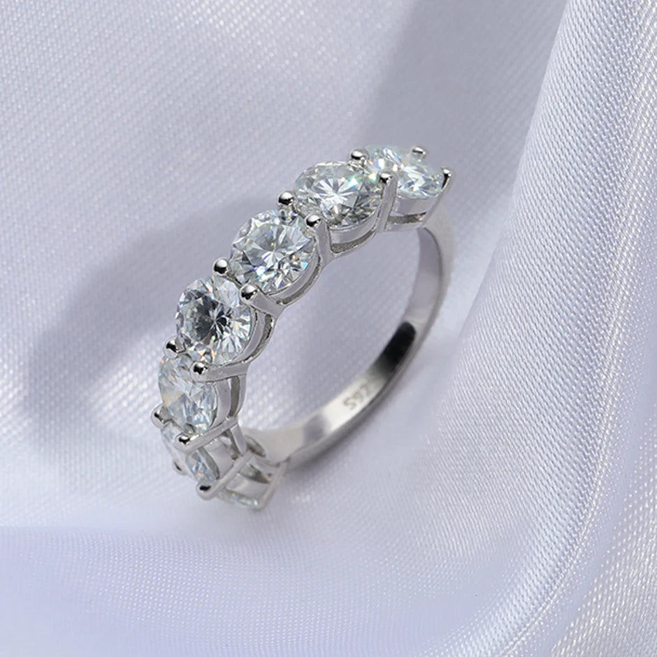 7cttw All Moissanite Ring for Women 7 Stone 925 Sterling Silver Sparkling Engagement Wedding Band Rings Fine Jewelry Certified