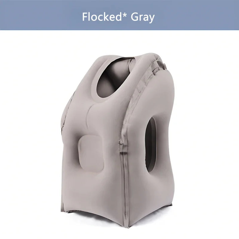 Pattern Inflatable Travel Pillow Portable Chin Support Neck Pillow for Airplane Car Bus Train Office Nap Rest Support Pillow