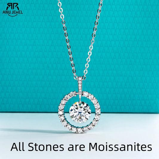 AnuJewel 3ct D Color Moissanite Diamond Halo Pendant Necklace 925 Sterling Silver Valentine's Day Gifts Jewelry Wholesale
