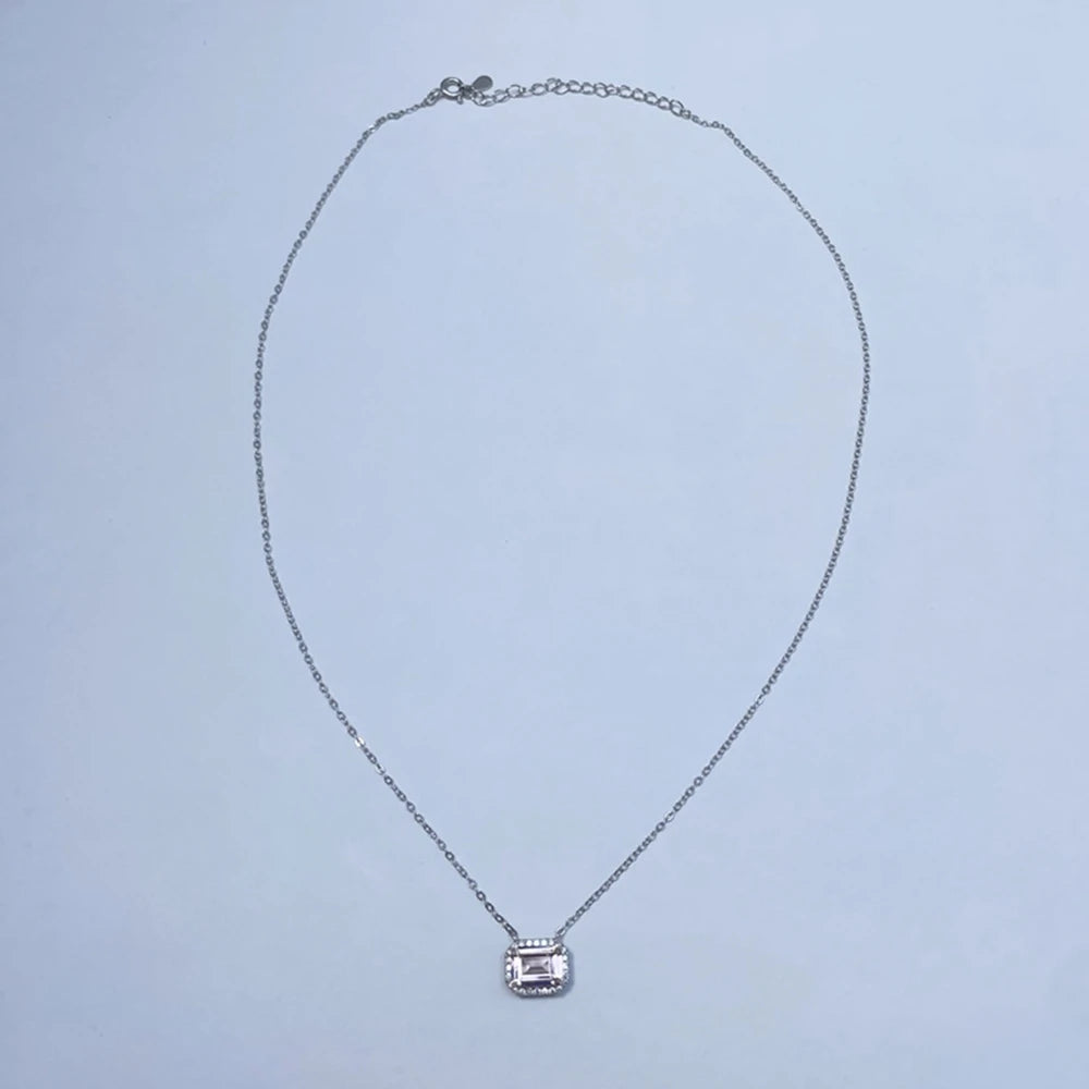 Wong Rain Solid 925 Sterling Silver 6*8 MM Sapphire Emerald Citrine Aquamarine Gems Pendant Necklace Fine Jewelry Gift Wholesale