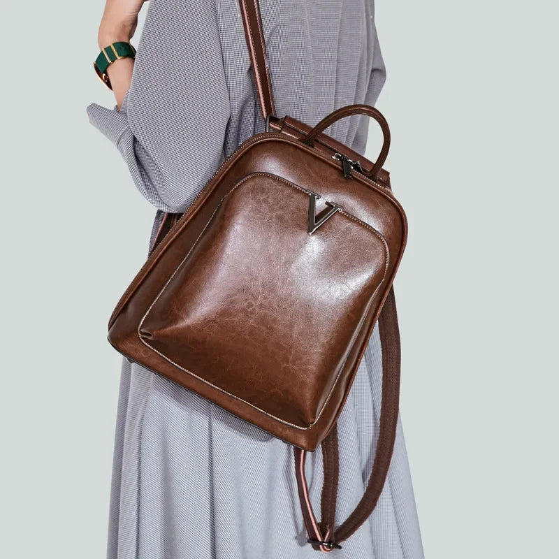 Fashionable High-Quality Leather Women's Backpack Casual Multifunctional Large Capacity Hot Sale Of The Season New Style Double