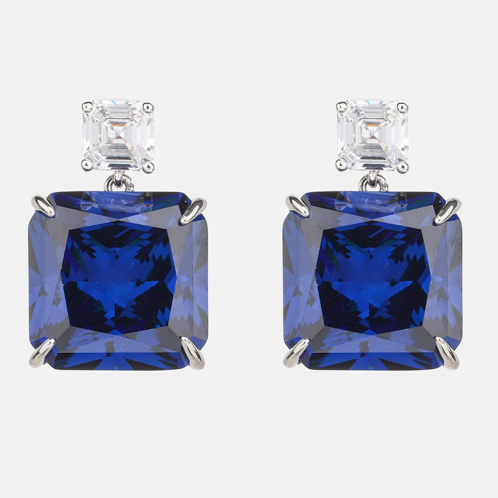 WUIHA Vintage 100% 925 Sterling Silver Lab Sapphire High Carbon Diamonds Wedding Engagement Drop Dangle Earrings Fine Jewelry