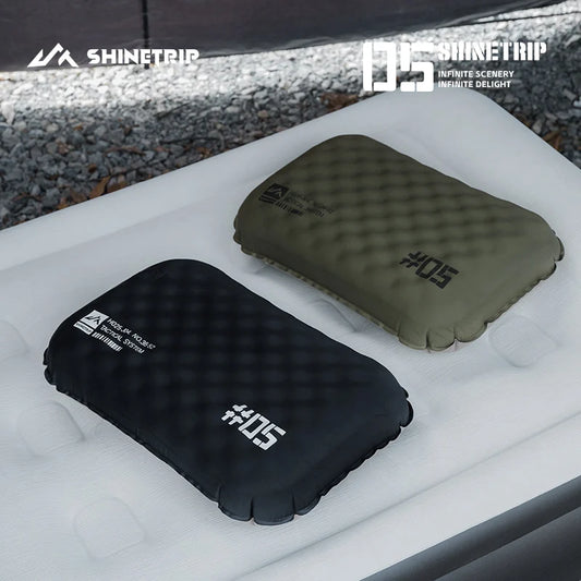 ShineTrip Outdoor Camping Inflatable Pillow Foldable Portable Ultra-light Air Pillow, Comfortable Sleep Pillow with Neck Support